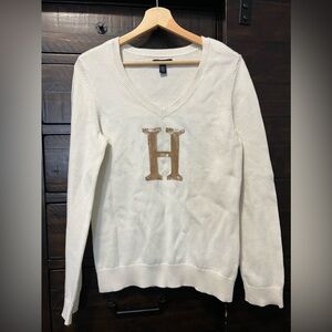 Tommy Hilfiger Cream V-neck sweater